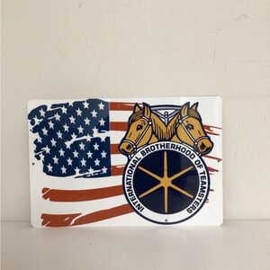 International Brotherhood Teamseters American Flag metal tin sign